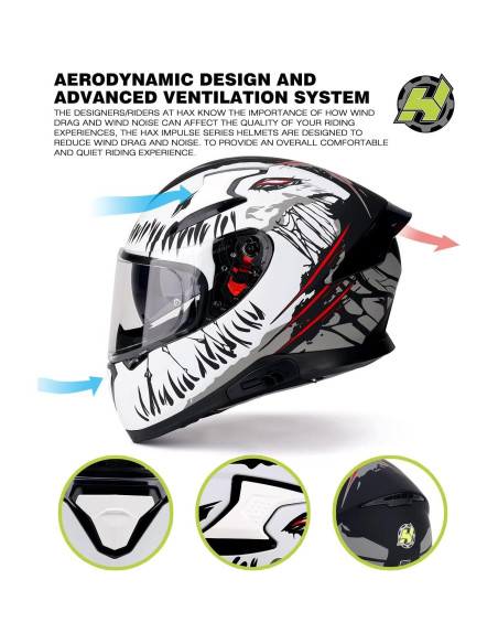 Casco HAX Impulse Blanco L con visor anti-vaho y DOT Casco HAX Impulse Blanco L con visor anti-vaho y DOT