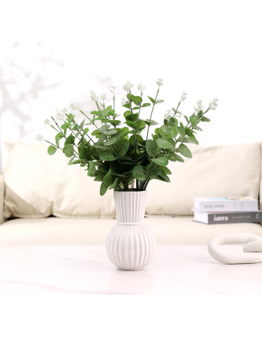 Jarrón de Cerámica Blanca YANWE1 17.78 cm Decoración