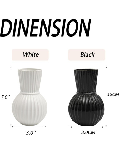 Jarrón de Cerámica Blanca YANWE1 17.78 cm Decoración