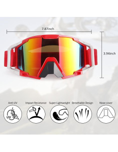 Gafas de Motocicleta Dmeixs UV a Prueba de Polvo Rojo Blanco 2