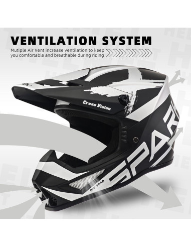 Casco de Motocross SanQing yytk-01 Grande Gris con Guantes