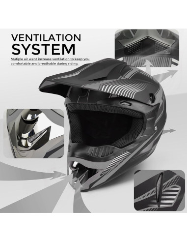 Casco de Motocross SanQing yytk-01 Extra Grande Gris