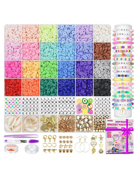 Kit de Fabricación de Pulseras Gionlion 6000 - 24 Colores de Arcilla Kit de Fabricación de Pulseras Gionlion 6000 - 24 Colores de Arcilla
