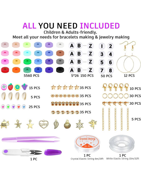 Kit de Fabricación de Pulseras Gionlion 6000 - 24 Colores de Arcilla Kit de Fabricación de Pulseras Gionlion 6000 - 24 Colores de Arcilla