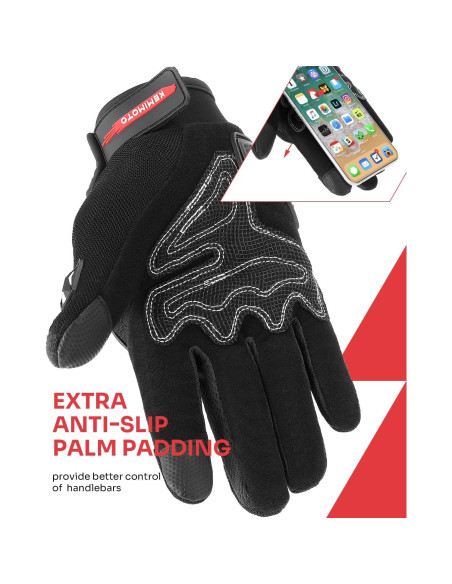 Guantes de Motocicleta KEMIMOTO Táctiles Medianos Negros Guantes de Motocicleta KEMIMOTO Táctiles Medianos Negros