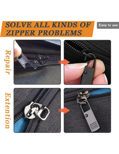 CooBigo 8 Tiradores de Cremallera de Metal - Reparación de Equipaje