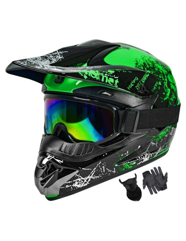 Casco de Motocross SanQing Extra Grande Verde DOT
