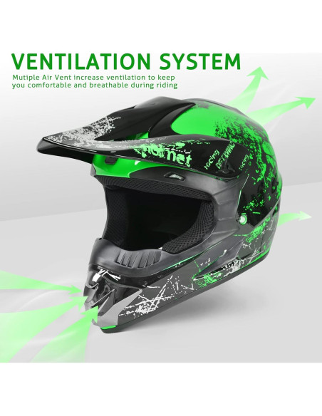 Casco de Motocross SanQing Extra Grande Verde DOT Casco de Motocross SanQing Extra Grande Verde DOT