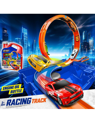 Juego de Pista de Carreras Zikhoobusik 2 en 1 con 2 Coches