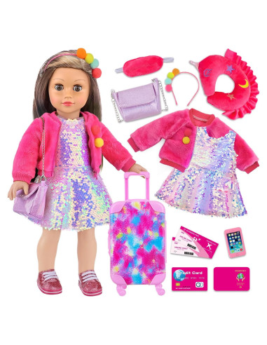Maleta de Viaje K.T. Fancy para Muñecas 46 cm Rosa