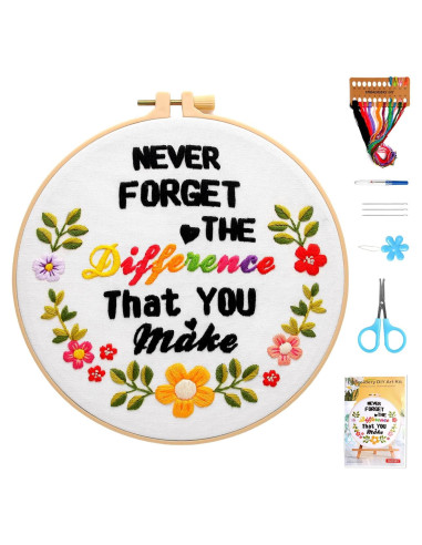 Kit de Bordado para Principiantes Haootadiy Floral 22.9x20.3cm