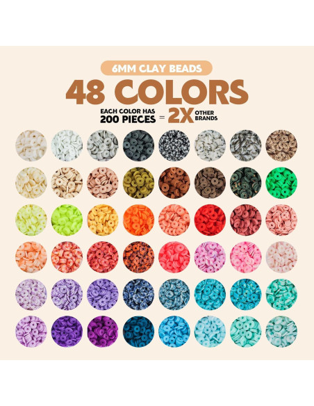 Kit de fabricación de pulseras Pizooro 10500 piezas arcilla 6 mm Kit de fabricación de pulseras Pizooro 10500 piezas arcilla 6 mm