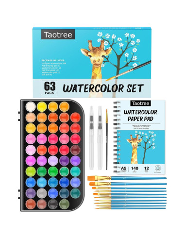 Juego de Pintura Acuarela Taotree 48 Colores y 10 Pinceles