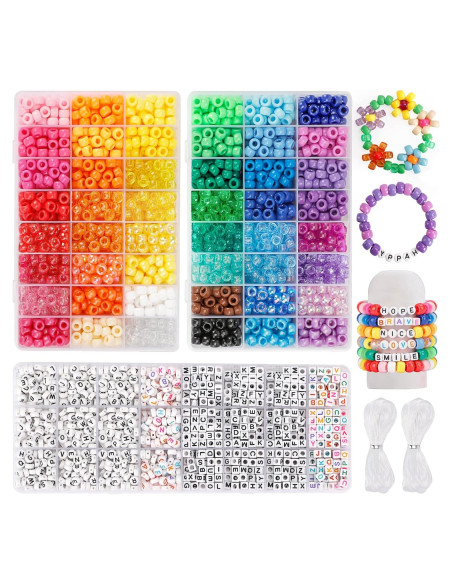 Kit de Cuentas de Pony QUEFE 3960pcs para Pulseras y Joyas Kit de Cuentas de Pony QUEFE 3960pcs para Pulseras y Joyas