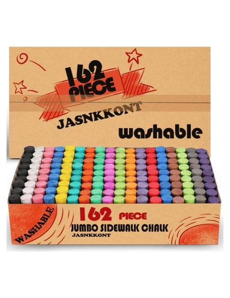 Set de 162 Tizas Jumbo JASNKKONT Lavables 18 Colores Set de 162 Tizas Jumbo JASNKKONT Lavables 18 Colores