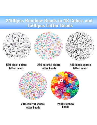 Kit de Cuentas de Pony QUEFE 3960pcs para Pulseras y Joyas
