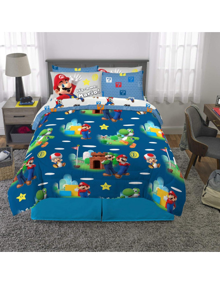 Juego de Ropa de Cama Franco 7 Piezas Super Mario Juego de Ropa de Cama Franco 7 Piezas Super Mario