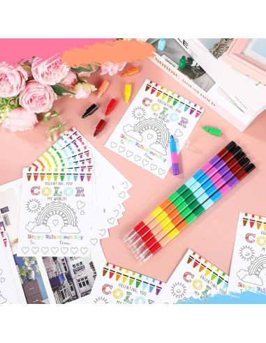 Set 24 Tarjetas y Crayones San Valentín Weekgrat DIY