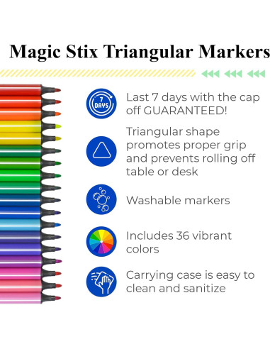 Marcadores Triangulares Magic Stix The Pencil Grip 36 Colores