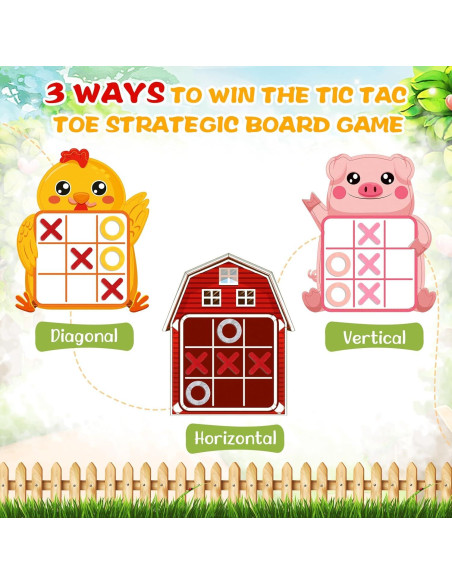 Juego de Mesa Tic Tac Toe de Granja Blosssound 12 Piezas Juego de Mesa Tic Tac Toe de Granja Blosssound 12 Piezas