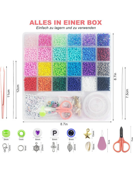 Kit de Pulseras de Amistad Redtwo 3425 Piezas 4mm Vidrio Kit de Pulseras de Amistad Redtwo 3425 Piezas 4mm Vidrio
