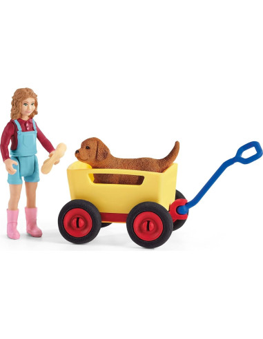 Paseo en Carrito de Cachorros Schleich 3 Piezas