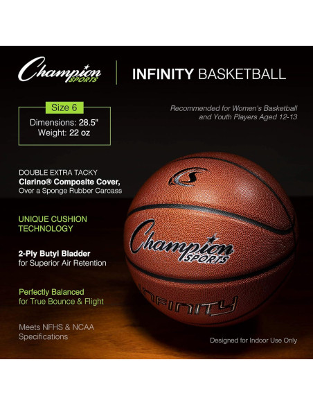 Balón de Baloncesto Champion Sports Tamaño 6 28.5 cm Balón de Baloncesto Champion Sports Tamaño 6 28.5 cm