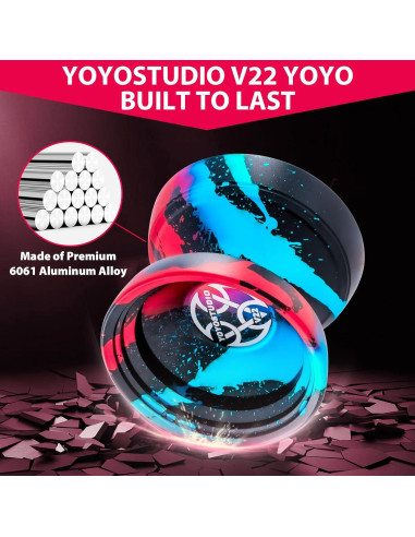 Yoyo Profesional YOYOSTUDIO V22 con Accesorios - Negro Azul Rojo