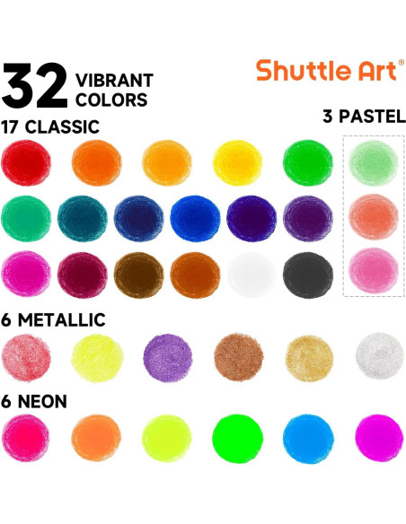 Palitos de Pintura Tempera Shuttle Art 32 Colores No Tóxicos Palitos de Pintura Tempera Shuttle Art 32 Colores No Tóxicos
