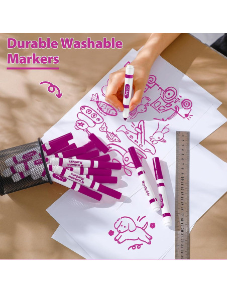 Marcadores Lavables Janlaugh 36 Pcs Rosa Pálido para Niños