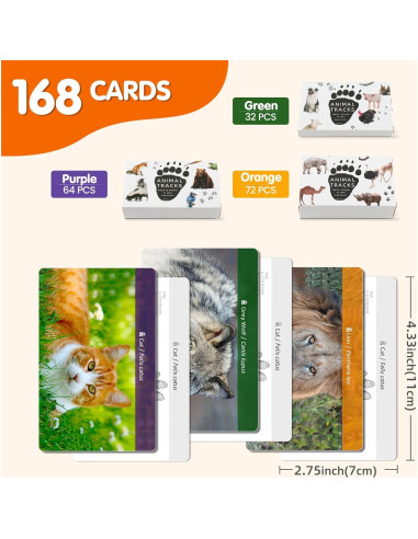 Juego de Cartas de Huellas de Animales MEROCO 168 Piezas