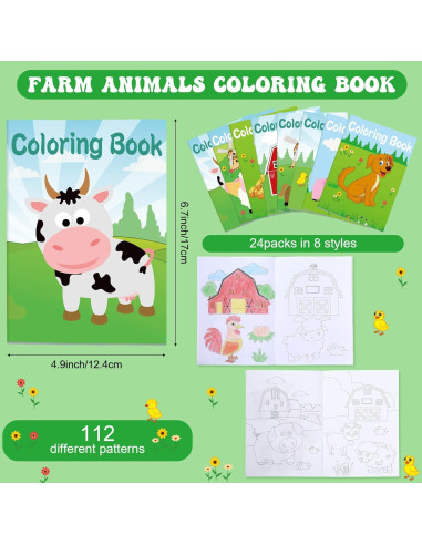 Libros de Colorear Faccito 24 Pcs Animales de Granja