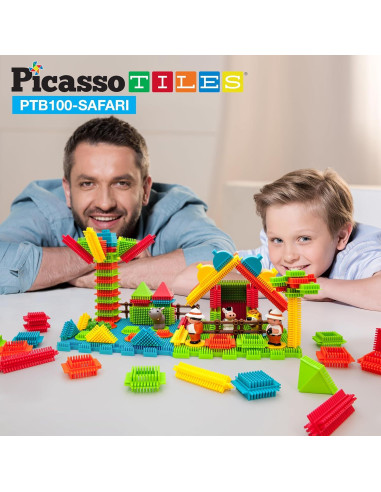 Picasso Toys PTB100 100 Piezas Bloques 3D Safari Juguete STEM