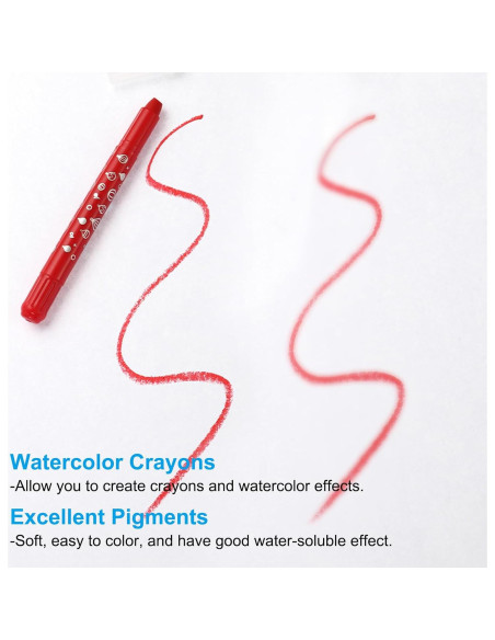 Crayones Acuarelables PATIKIL 12 Pcs Rojo Lavables Crayones Acuarelables PATIKIL 12 Pcs Rojo Lavables