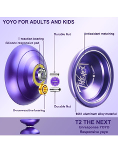 Yoyo Profesional JOLESHARE T2 Aluminio Púrpura + Cuerdas 2