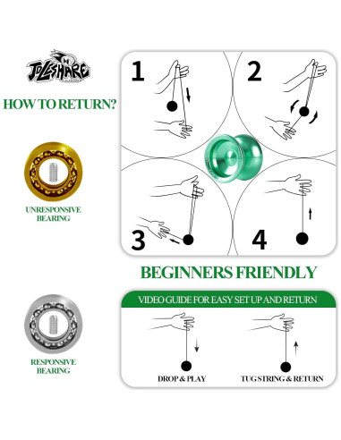 Yoyo Profesional JOLESHARE No Responsivo Verde con Accesorios