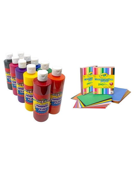 Cra-Z-Art Pintura Tempera Lavable 10 Colores + Papel 480 Hojas Cra-Z-Art Pintura Tempera Lavable 10 Colores + Papel 480 Hojas