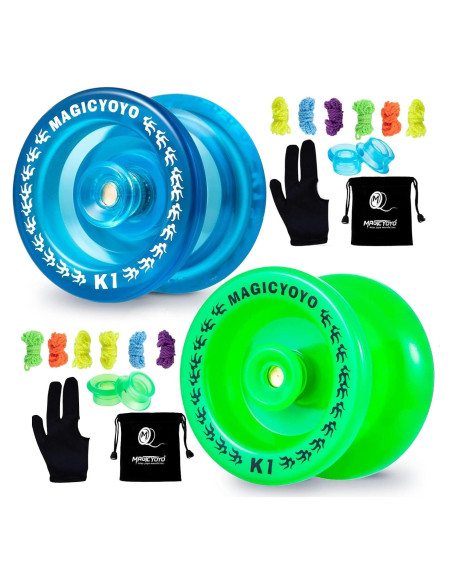 Yoyo MAGICYOYO K1 Verde y Cristal Azul + Accesorios Yoyo MAGICYOYO K1 Verde y Cristal Azul + Accesorios
