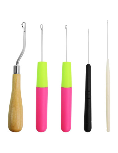 Set de 5 Ganchos de Crochet GAQWOK para Dreadlocks y Manualidades