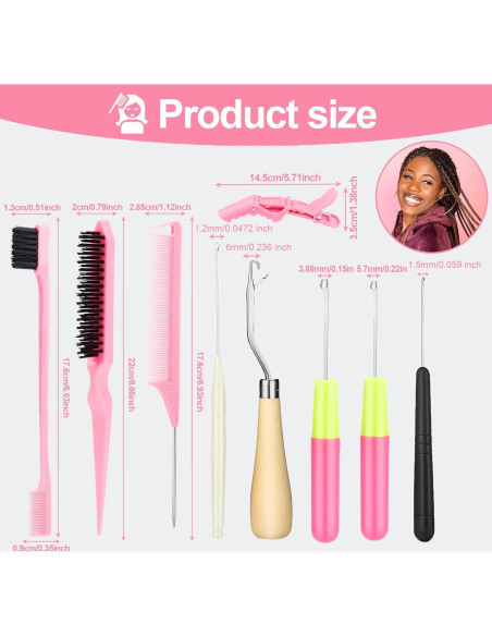 Juego de Ganchos de Crochet VISTA DULCE para Cabello 10 Piezas Juego de Ganchos de Crochet VISTA DULCE para Cabello 10 Piezas