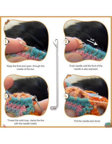 Ganchos de Crochet con Cierre Katech - 7 Piezas, Metal, Ergonomicos