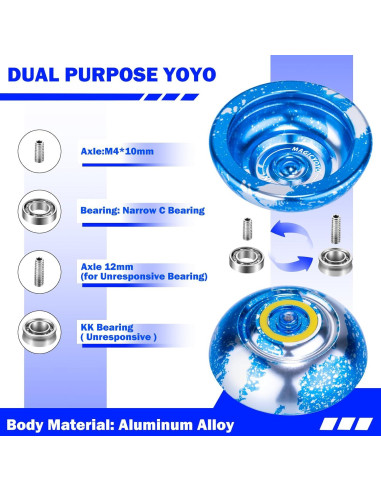 Yoyo MAGICYOYO N11 Profesional No Responsivo Azul Plata