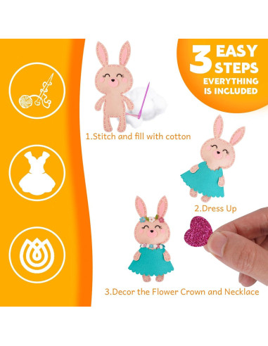 Kit de Costura para Niños Cymbana - 5 Animales en Fieltro