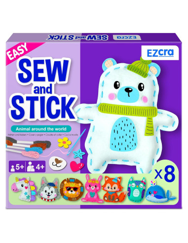 Kit de Costura EZCRA para Niños 8 Proyectos Animales