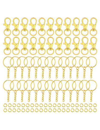 Kit de Anillos de Llavero Dorados Selizo 120 Piezas