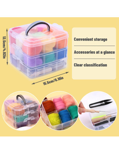 Kit de Fieltro de Aguja JUPEAN 37 Pcs 24 Colores Lana