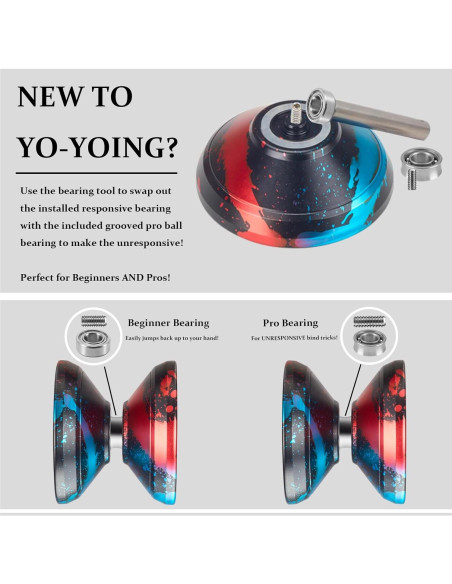 Yo-Yo Profesional HKSOD Metal 64g para Trucos - Negro Azul Rojo Yo-Yo Profesional HKSOD Metal 64g para Trucos - Negro Azul Rojo