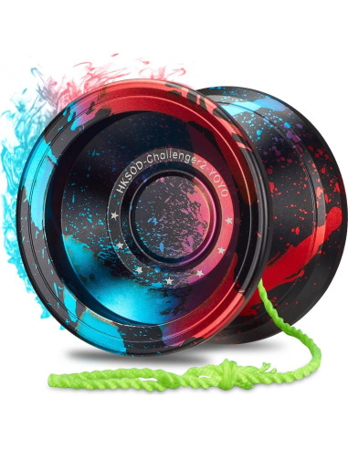 Yo-Yo Profesional HKSOD Metal 64g para Trucos - Negro Azul Rojo