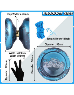 Yoyo Profesional JOLESHARE No Responsivo Azul Negro con Accesorios 2