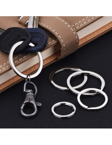 KINGFOREST 100 Anillos de Llave de Metal 25mm Plateados
